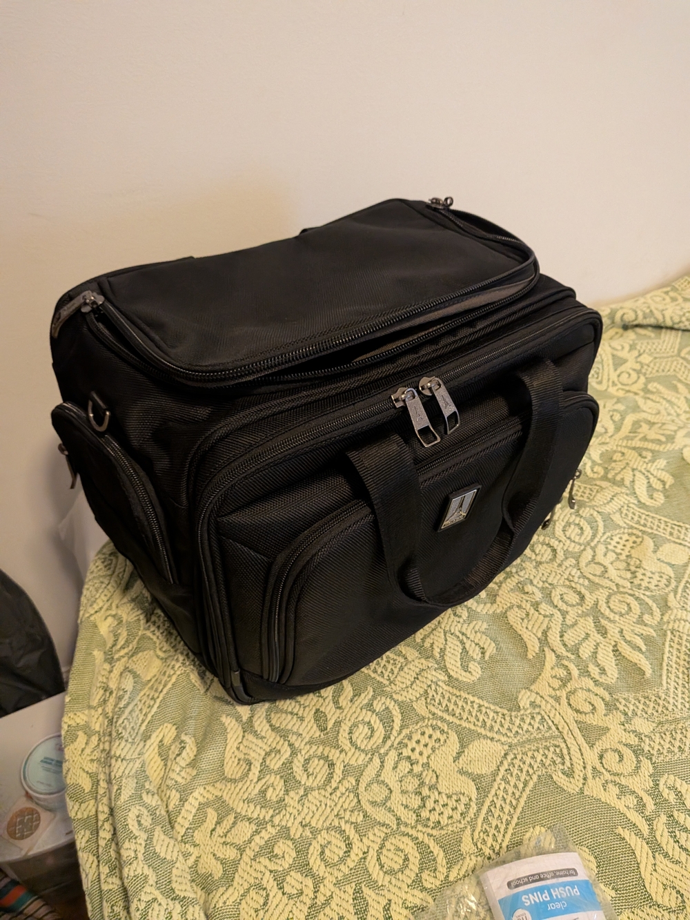Women's Black Travel Duffel with Front Organizer and Dual Carry Handles